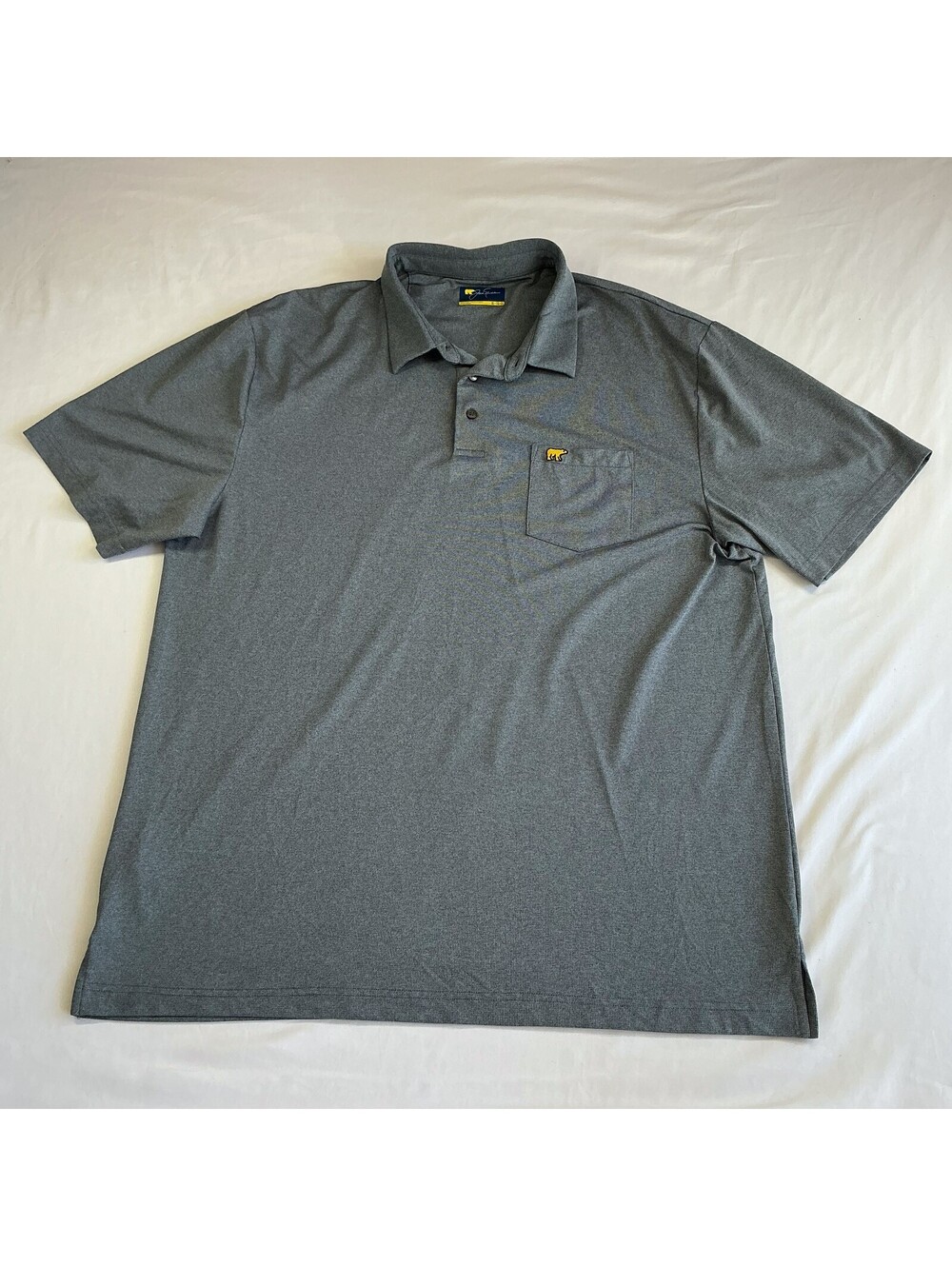 Jack Nicklaus Gray Performance Polo Shirt with Pocket Yellow Bear Logo XL